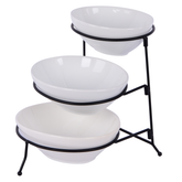 3 Pcs Bowls set with stand, White